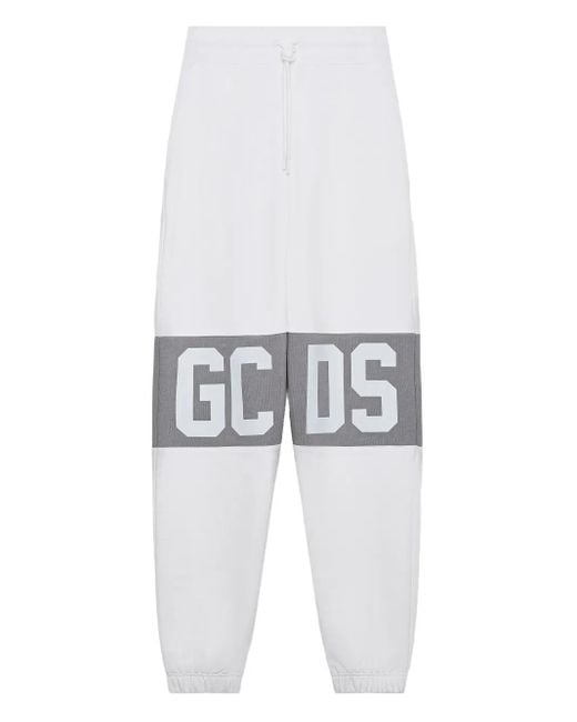 Gcds White Logo-Print Cotton Sweatpants for men
