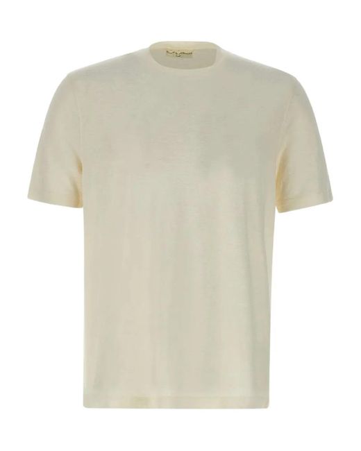 FILIPPO DE LAURENTIIS White Crew-Neck Linen-Blend T-Shirt for men
