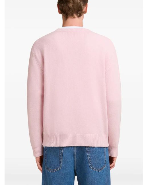 Marni Pink Logo-Patch Cashmere Sweatshirt for men