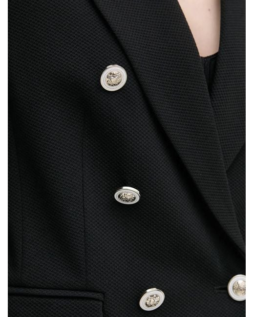 MARC AUREL Black Button Double-Breasted Blazer