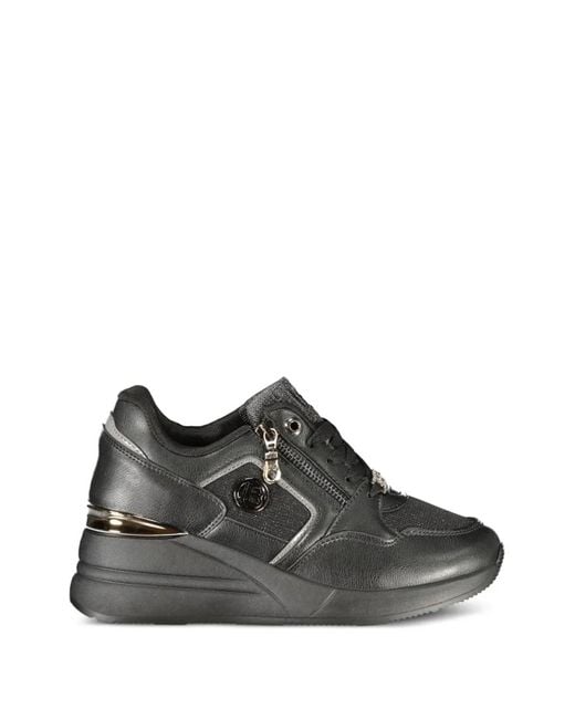 Laura Biagiotti Black Zipper-Detail Platform Sneakers