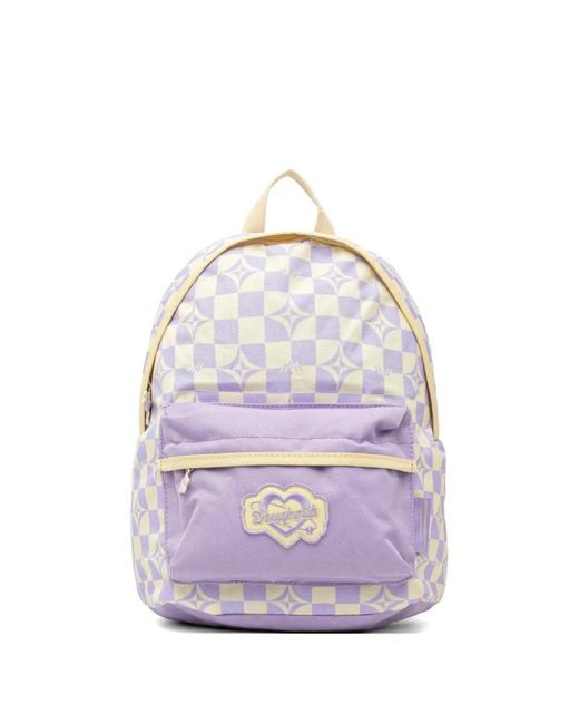 Doughnut White Mini Plus One Kaleido Checkerboard-Print Logo-Patch Backpack