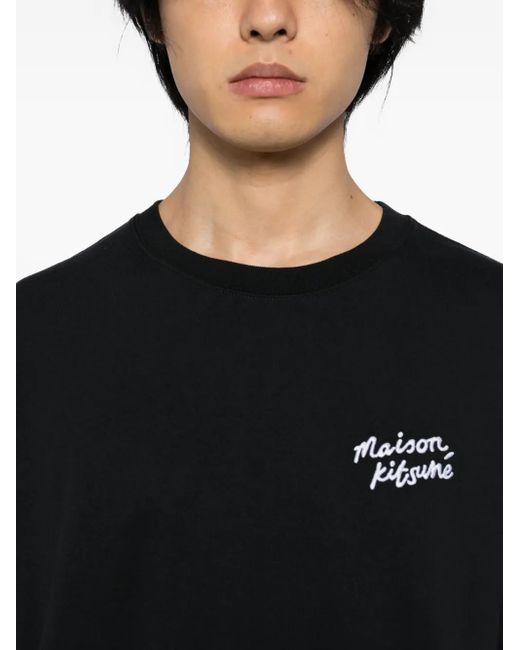 メンズ Maison Kitsuné Handwriting Embroidered Tシャツ Black