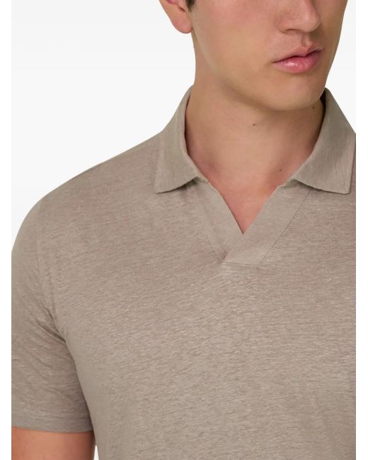 Boggi Gray Stretch Linen Jersey Polo Shirt for men