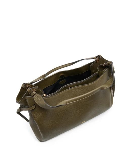 Lancel Metallic Swann Grained Leather Tote Bag