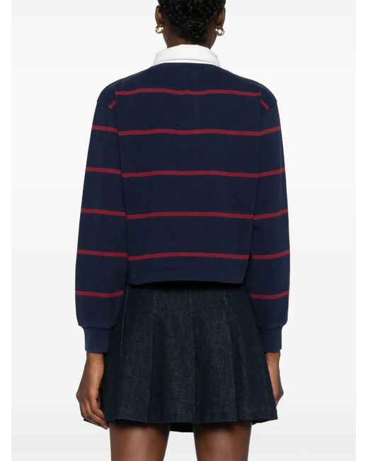 Sporty & Rich Blue Striped Polo Top