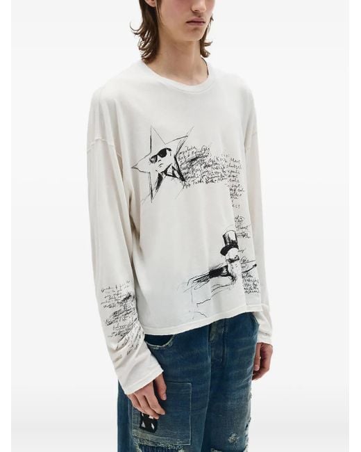 Ann Demeulemeester Sketchbook T-Shirt in Blue for Men | Lyst