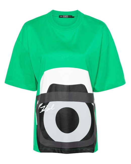 Karl Lagerfeld Green Xdarcel Disappoints Graphic-print T-shirt