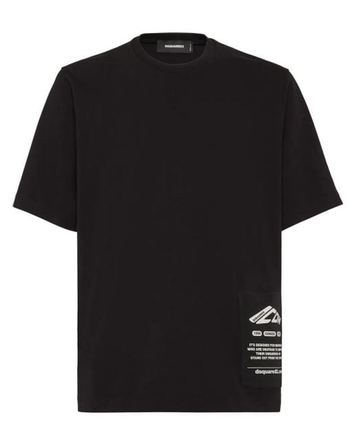 DSquared² Black Graphic-Print Cotton T-Shirt for men