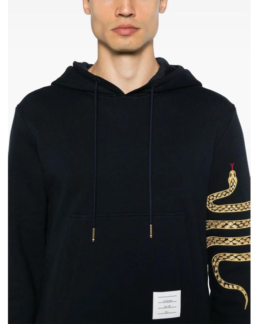Thom Browne Blue Snake 4-Bar Roll-Neck Hoodie for men