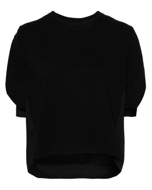 Sacai Black Panelled-design T-shirt