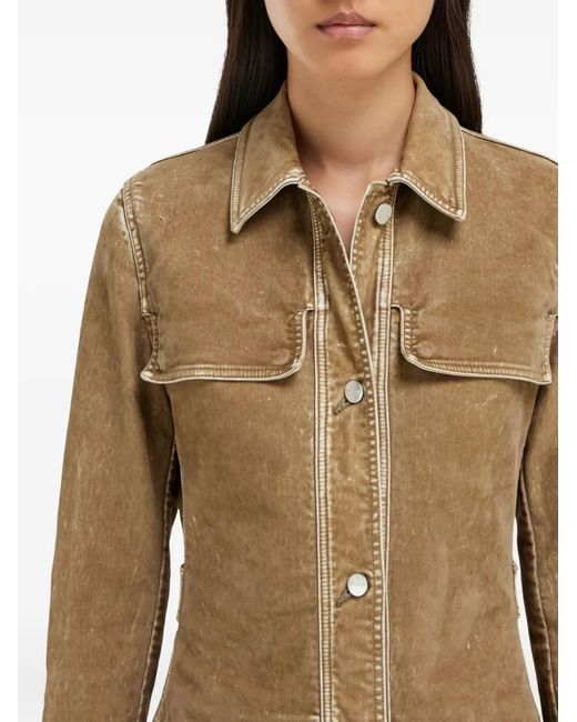 Ferragamo Natural Flocked Shirt Mini Dress