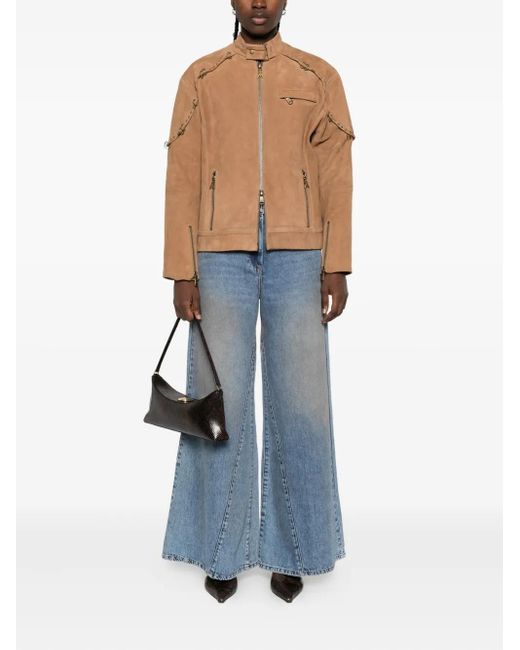 Patrizia Pepe Blue Low-waisted Wide-leg Jeans