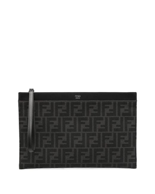 メンズ Fendi モノグラム クラッチバッグ Black