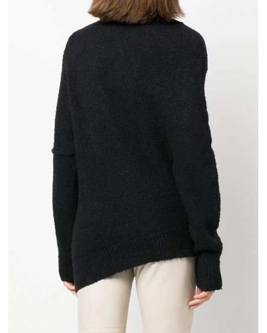 Proenza Schouler Black Fuzzy Boucle Asymmetric Sweater