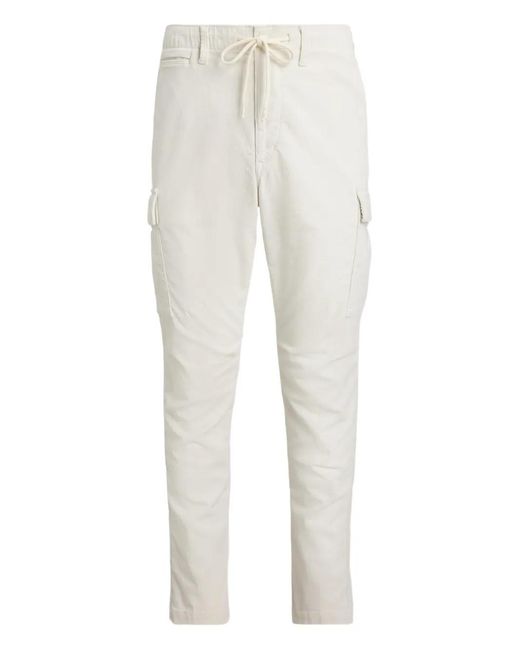 Polo Ralph Lauren White Slim Fit Stretch Corduroy Cargo Pants for men
