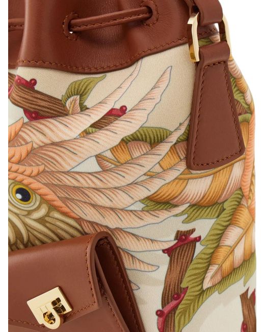 Ferragamo Brown Multipocket Bucket Bag