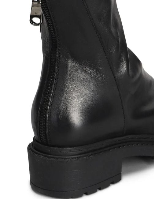 METISSE Black Leather Combat Boots