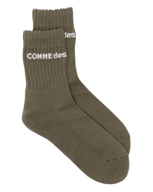 Comme des Garçons Green Logo-Detail Ribbed Socks for men