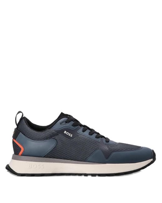 Boss Blue Mesh-Panelled Sneakers for men