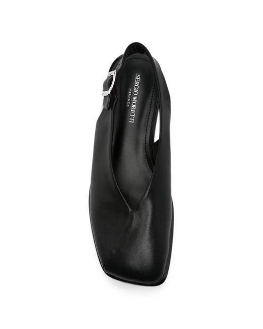 SERGIO MORETTI FIRENZE Black Slingback Square-Toe Pumps