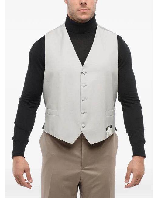 Corneliani Gray Button-Fastening Jetted-Pockets Waistcoat for men