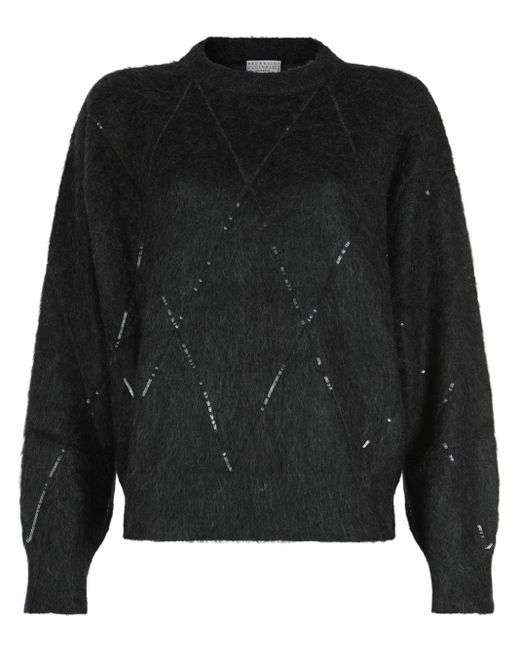 Brunello Cucinelli Black Sequin-Embellished Jumper