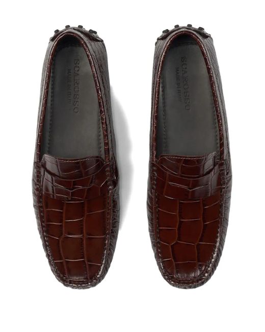 Scarosso Brown Leather Loafers for men