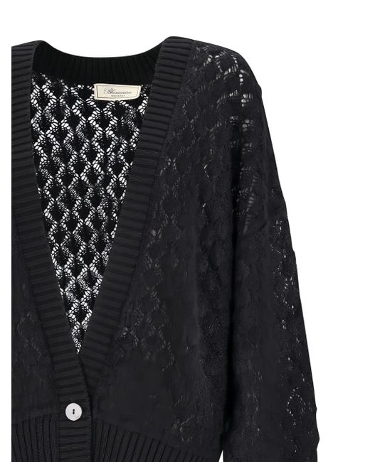 Blumarine Black Open-Knit Buttoned Cardigan