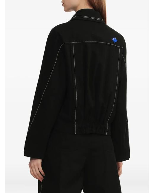 Adererror Black Contrast-Stitch Zip-Up Jacket