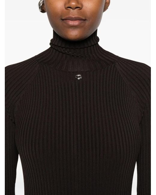 Coperni Black Ribbed Cut-Out Dress