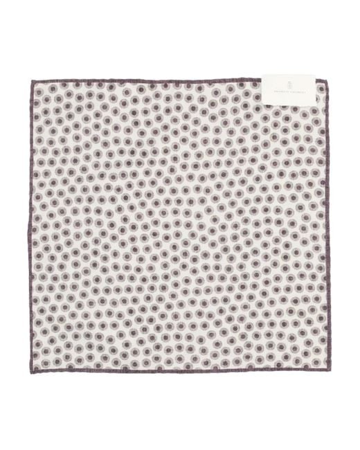 Brunello Cucinelli Gray Polka-Dot Pocket Square for men