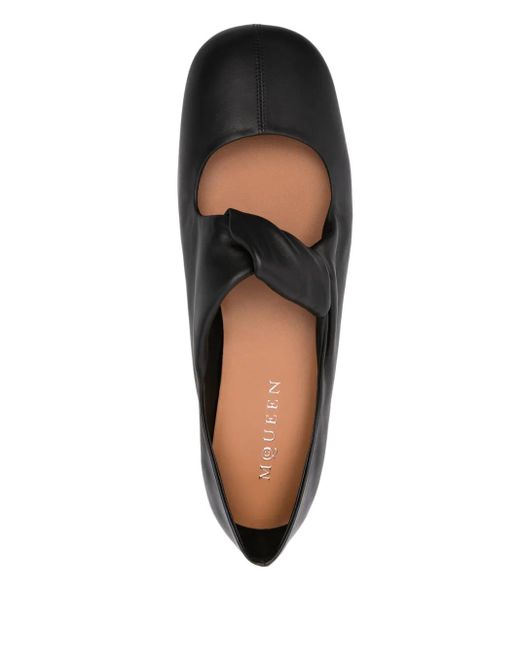 Alexander McQueen Black Leather Ballarinas For Comfort