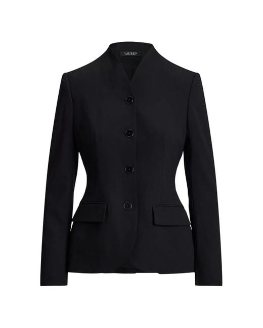 Ralph Lauren Black Collarless Single-Breasted Jacket