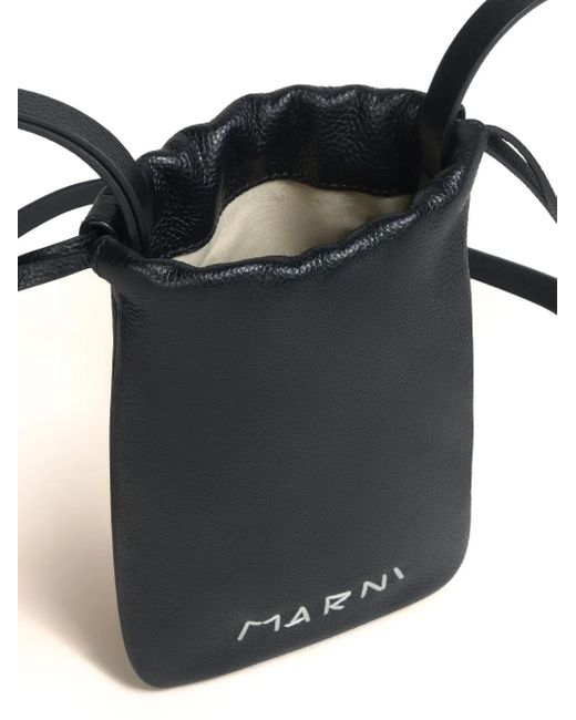 Marni Black Drawstring Leather Wallet for men