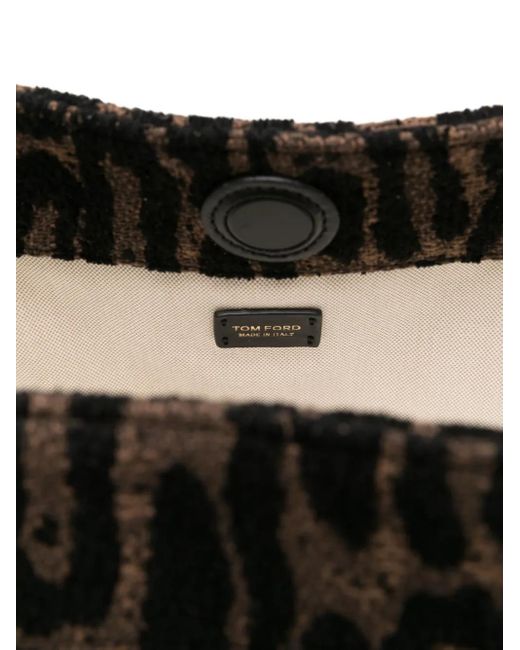 Tom Ford Black Große Tote Bag aus Leoparden-Jacquard