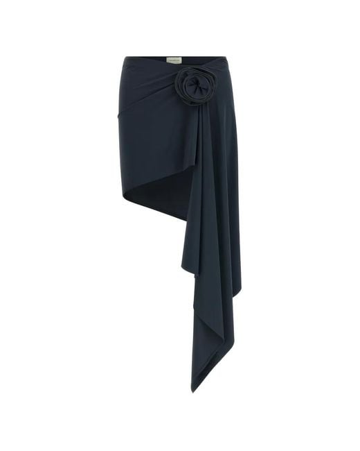Magda Butrym Blue Floral-Appliqué Asymmetrical Cover-Up