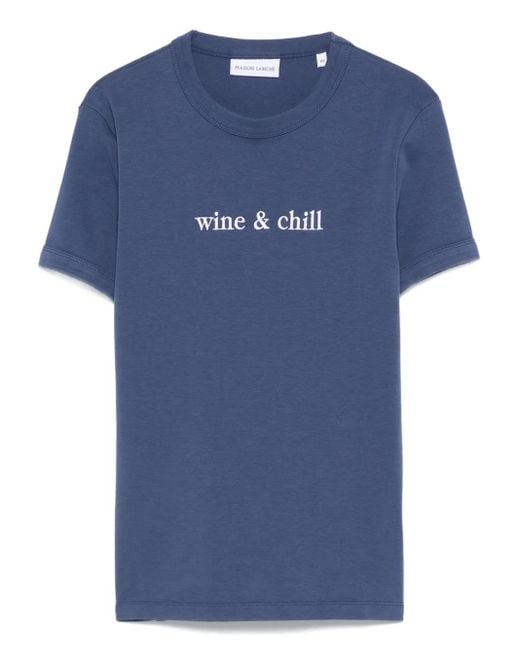 Maison Labiche Blue Embroidered-Detail Cotton T-Shirt