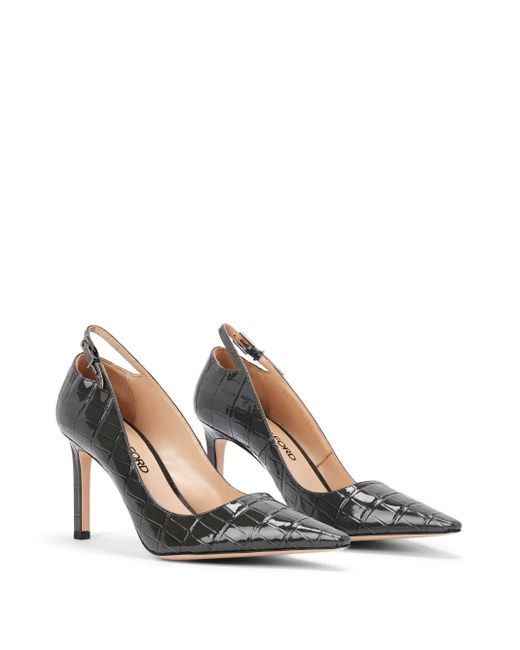 Tom Ford Black 85Mm Angelina Croc-Embossed Leather Pumps