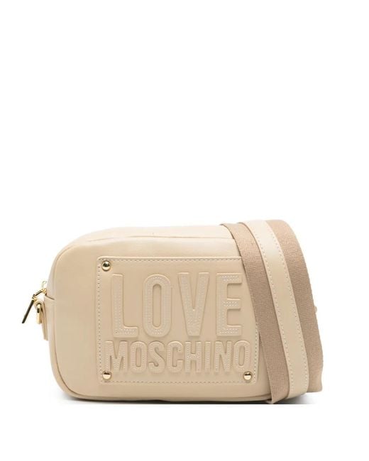 Love Moschino Natural Embossed-Logo Cross-Body Bag
