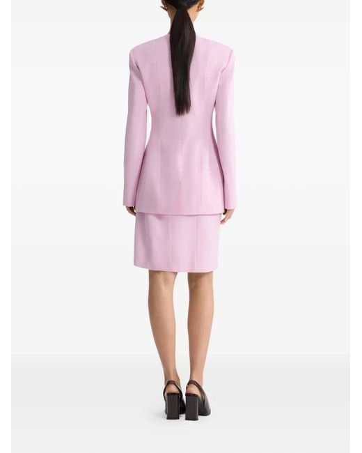 Patou Pink Button-Fastening Collarless Jacket