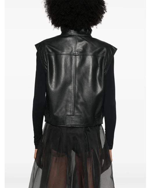 Pinko Black Leather Waistcoats