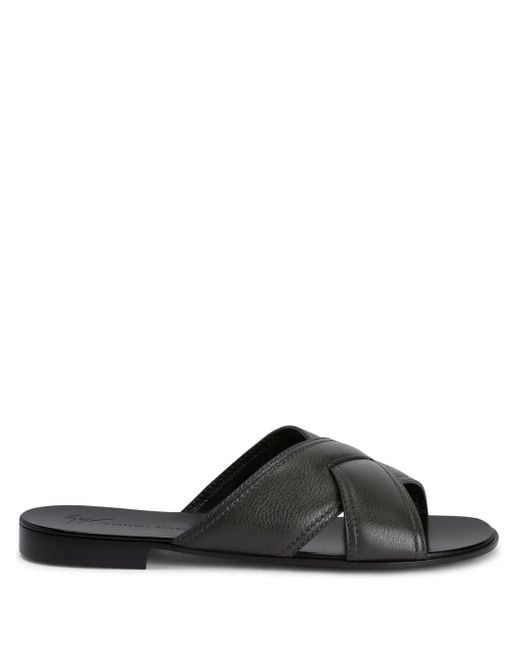 Giuseppe Zanotti Black Flavio Criss-Cross Leather Sandals for men