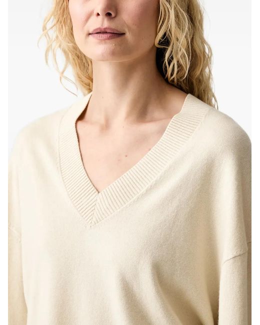 Marc O' Polo White V-Neck Sweater