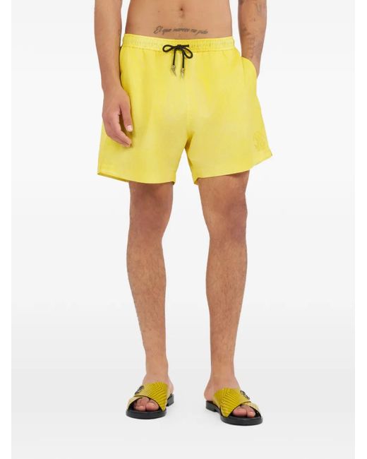 Roberto Cavalli Yellow Drawstring-Fastening Swim Shorts for men