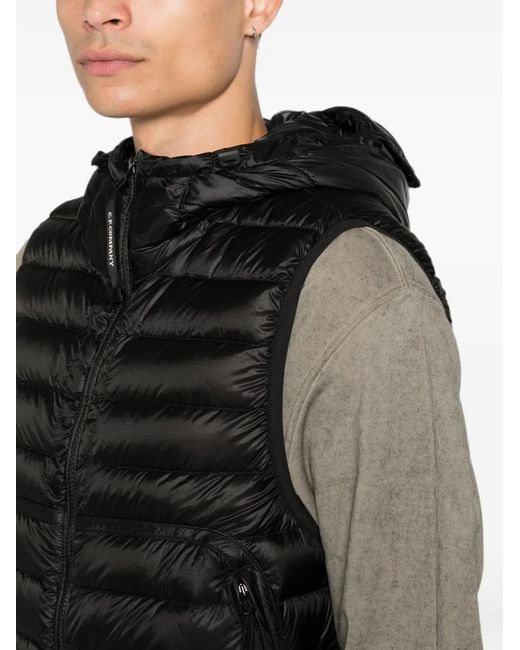 C P Company Black Zip-Pocket Quilted Gilet for men