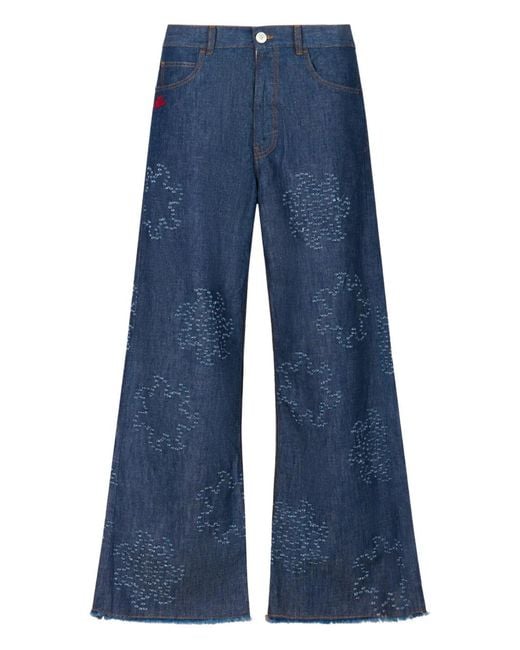 Marni Blue Frayed Five-Pocket Jeans for men