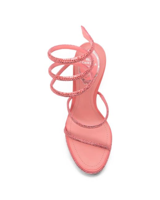 Rene Caovilla Pink Cleo Crystal-Embellished Sandals