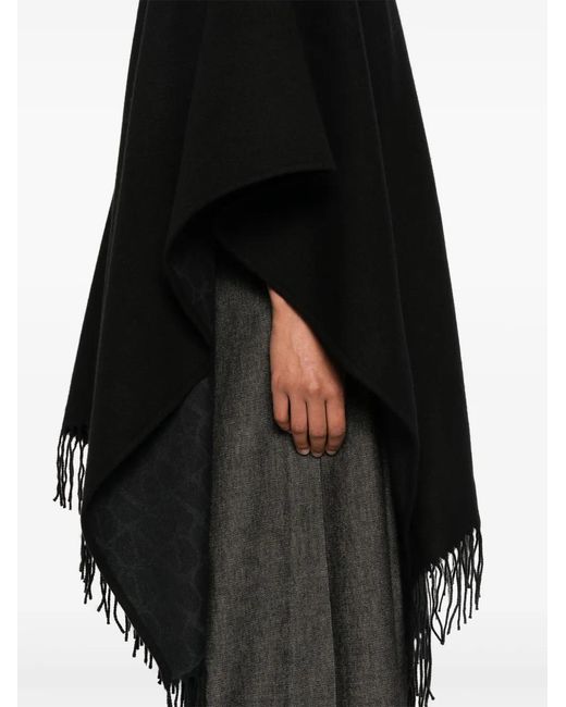 Valentino Garavani Black Vlogo Signature Cashmere Poncho