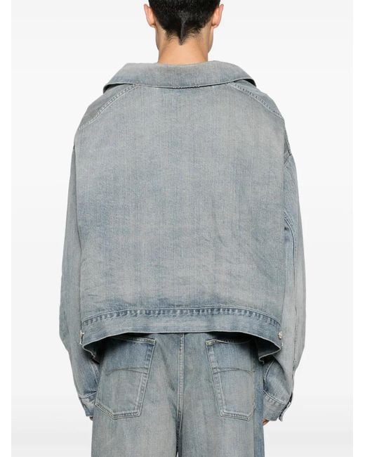 Balenciaga Blue Off Shoulder Denim Jacket